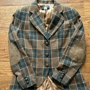Brown and Tan Plaid Blazer